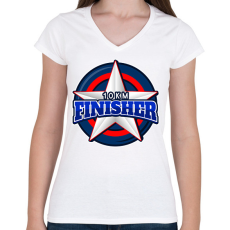 PRINTFASHION 10 KM FINISHER 2 - Női V-nyakú póló - Fehér