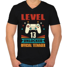 PRINTFASHION 13 éves gamer - Férfi V-nyakú póló - Fekete