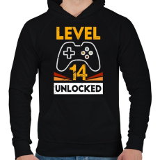 PRINTFASHION 14-es szint feloldva - Férfi kapucnis pulóver - Fekete