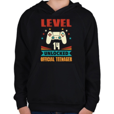 PRINTFASHION 14 éves gamer - Gyerek kapucnis pulóver - Fekete