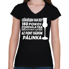 PRINTFASHION 180 fok, 3 feles - Női V-nyakú póló - Fekete