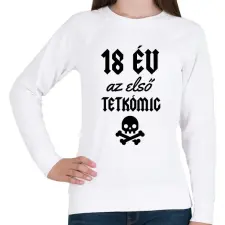 PRINTFASHION 18 év az első tetkómig - Női pulóver - Fehér női pulóver, kardigán