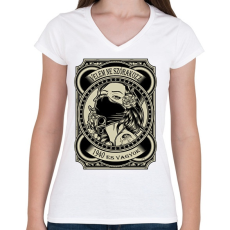 PRINTFASHION 1940 Velem ne szórakozz - Női V-nyakú póló - Fehér