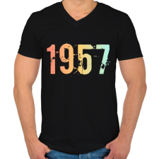 PRINTFASHION 1957 - Férfi V-nyakú póló - Fekete férfi póló