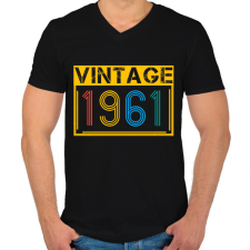 PRINTFASHION 1961 - Férfi V-nyakú póló - Fekete férfi póló