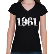 PRINTFASHION 1961 - Női V-nyakú póló - Fekete