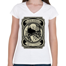 PRINTFASHION 1961 Velem ne szórakozz - Női V-nyakú póló - Fehér női póló