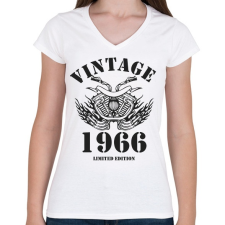 PRINTFASHION 1966 - Női V-nyakú póló - Fehér női póló
