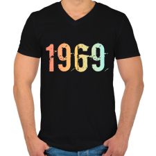 PRINTFASHION 1969 - Férfi V-nyakú póló - Fekete férfi póló