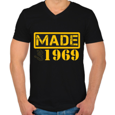 PRINTFASHION 1969 - Férfi V-nyakú póló - Fekete férfi póló