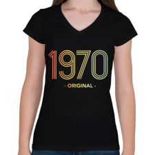 PRINTFASHION 1970 - Női V-nyakú póló - Fekete női póló