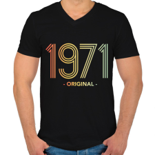 PRINTFASHION 1971 - Férfi V-nyakú póló - Fekete férfi póló