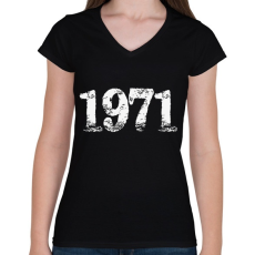 PRINTFASHION 1971 - Női V-nyakú póló - Fekete