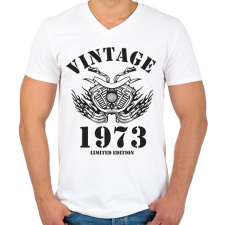 PRINTFASHION 1973 - Férfi V-nyakú póló - Fehér férfi póló