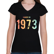 PRINTFASHION 1973 - Női V-nyakú póló - Fekete