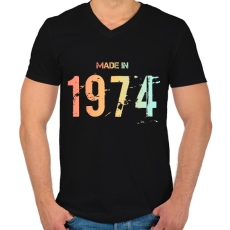 PRINTFASHION 1974 - Férfi V-nyakú póló - Fekete