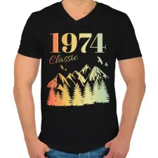 PRINTFASHION 1974 - Férfi V-nyakú póló - Fekete férfi póló