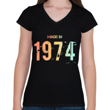 PRINTFASHION 1974 - Női V-nyakú póló - Fekete női póló