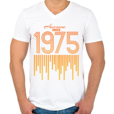 PRINTFASHION 1975 - Férfi V-nyakú póló - Fehér férfi póló