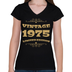 PRINTFASHION 1975 - Női V-nyakú póló - Fekete