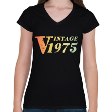 PRINTFASHION 1975 - Női V-nyakú póló - Fekete