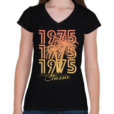 PRINTFASHION 1975 - Női V-nyakú póló - Fekete