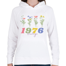 PRINTFASHION 1976 vadvirág - Női kapucnis pulóver - Fehér női pulóver, kardigán