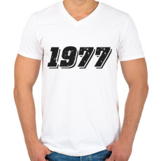 PRINTFASHION 1977 - Férfi V-nyakú póló - Fehér