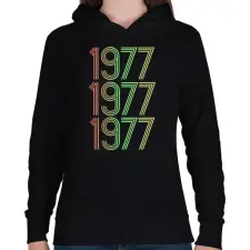 PRINTFASHION 1977 - Női kapucnis pulóver - Fekete női pulóver, kardigán