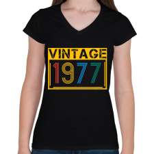 PRINTFASHION 1977 - Női V-nyakú póló - Fekete női póló