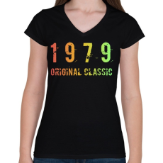 PRINTFASHION 1979 - Női V-nyakú póló - Fekete