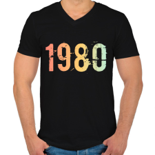 PRINTFASHION 1980 - Férfi V-nyakú póló - Fekete férfi póló