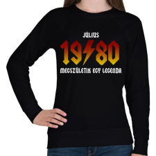 PRINTFASHION 1980 JÚLIUS - LEGENDA SZÜLETIK (ACDC STÍLUS) - Női pulóver - Fekete női pulóver, kardigán