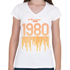 PRINTFASHION 1980 - Női V-nyakú póló - Fehér