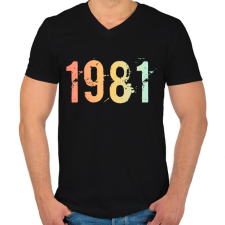 PRINTFASHION 1981 - Férfi V-nyakú póló - Fekete férfi póló