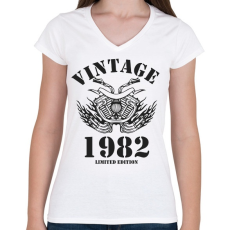 PRINTFASHION 1982 - Női V-nyakú póló - Fehér