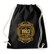 PRINTFASHION 1983 február 40 éves szülinap awesome - Sportzsák, Tornazsák - Fekete tornazsák
