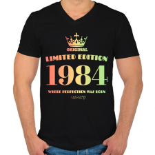 PRINTFASHION 1984 - Férfi V-nyakú póló - Fekete férfi póló