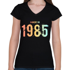 PRINTFASHION 1985 - Női V-nyakú póló - Fekete női póló