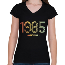 PRINTFASHION 1985 - Női V-nyakú póló - Fekete