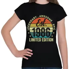 PRINTFASHION 1986 40. Est szülinap - Női póló - Fekete