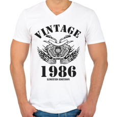 PRINTFASHION 1986 - Férfi V-nyakú póló - Fehér