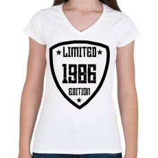 PRINTFASHION 1986 - Női V-nyakú póló - Fehér