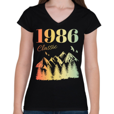 PRINTFASHION 1986 - Női V-nyakú póló - Fekete