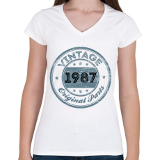 PRINTFASHION 1987 - Női V-nyakú póló - Fehér