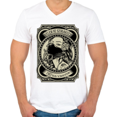 PRINTFASHION 1987 Velem ne szórakozz - Férfi V-nyakú póló - Fehér