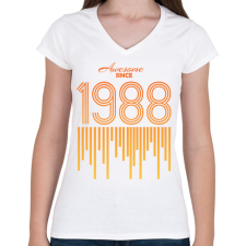 PRINTFASHION 1988 - Női V-nyakú póló - Fehér női póló