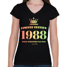 PRINTFASHION 1988 - Női V-nyakú póló - Fekete