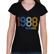 PRINTFASHION 1988 - Női V-nyakú póló - Fekete női póló