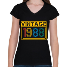 PRINTFASHION 1988 - Női V-nyakú póló - Fekete női póló